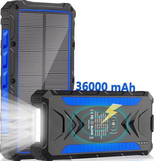 Solar Charger 36000Mah Wireless Solar Power Bank Phone Charger