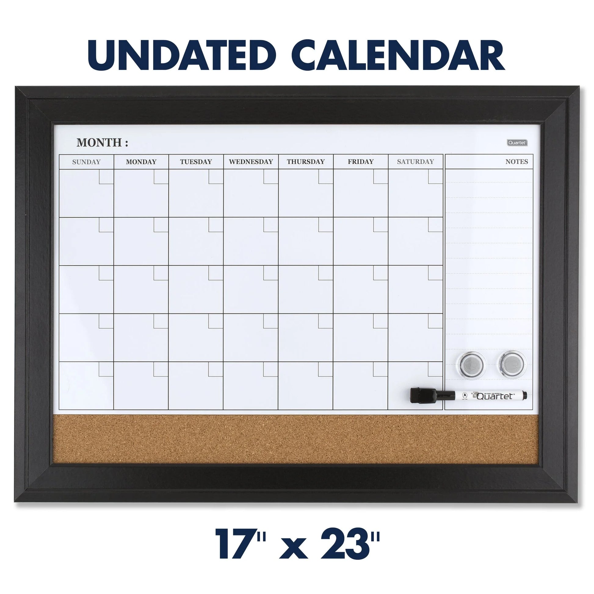 Magnetic Dry-Erase Combo Calendar Board W/Frame, 23" X 17"