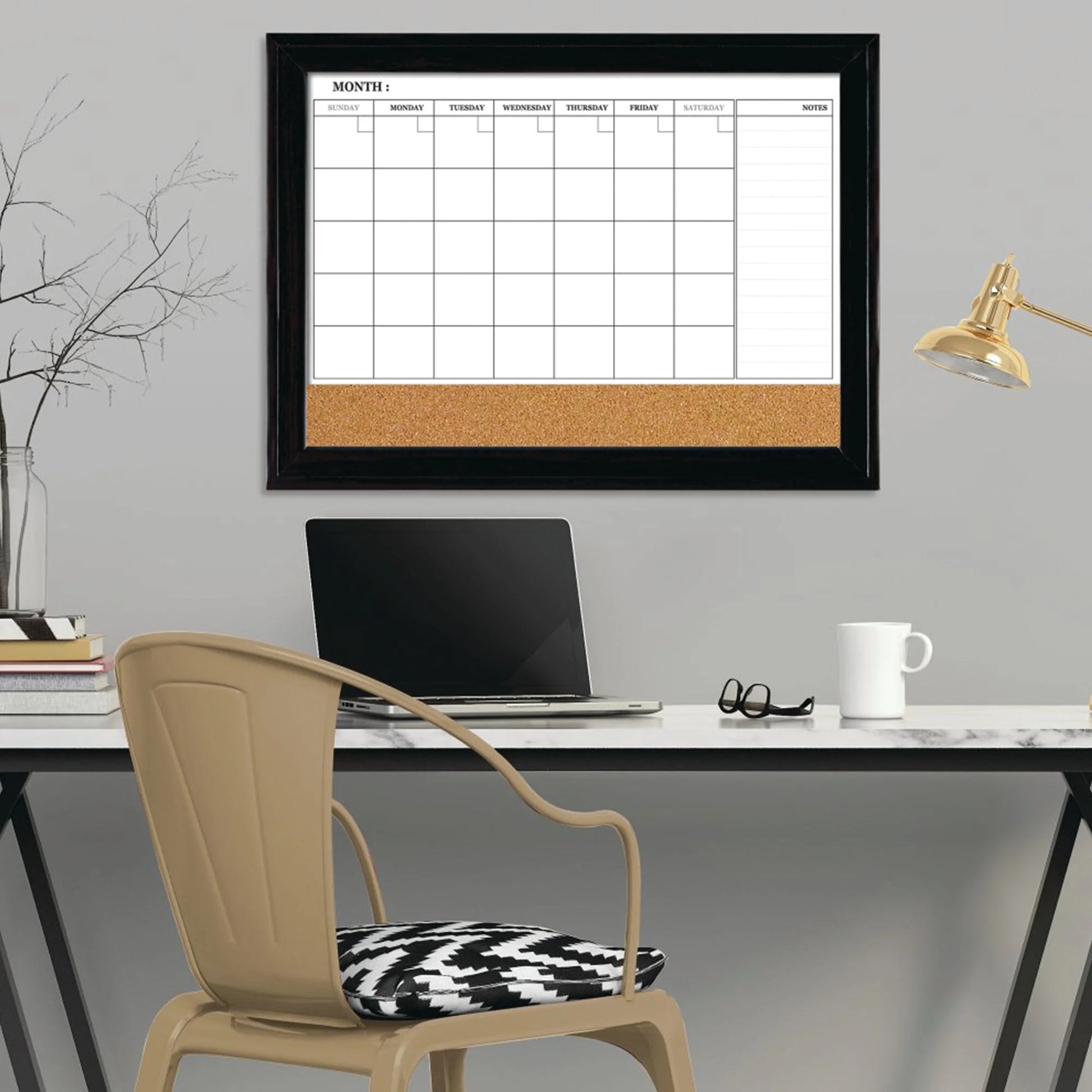 Magnetic Dry-Erase Combo Calendar Board W/Frame, 23" X 17"