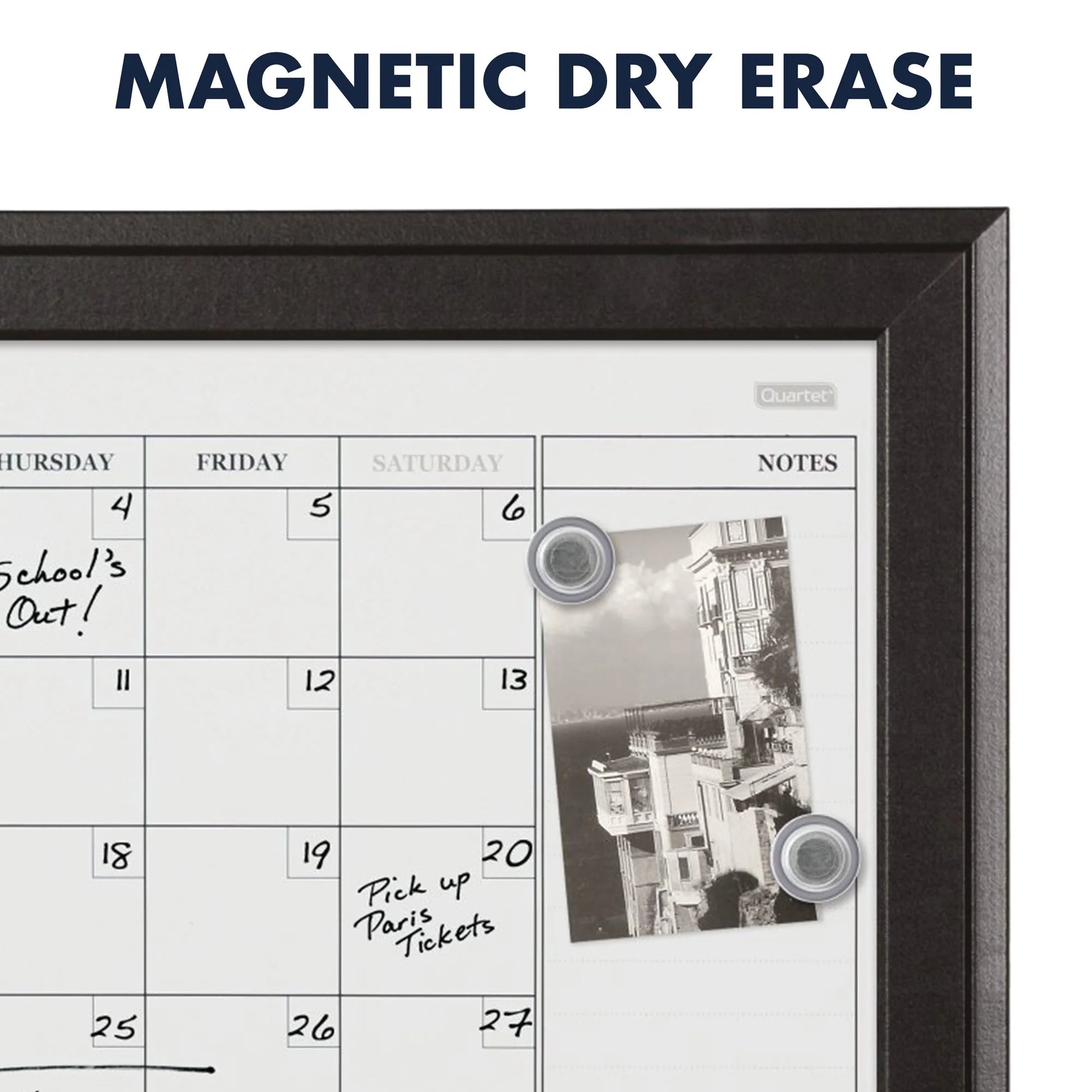 Magnetic Dry-Erase Combo Calendar Board W/Frame, 23" X 17"