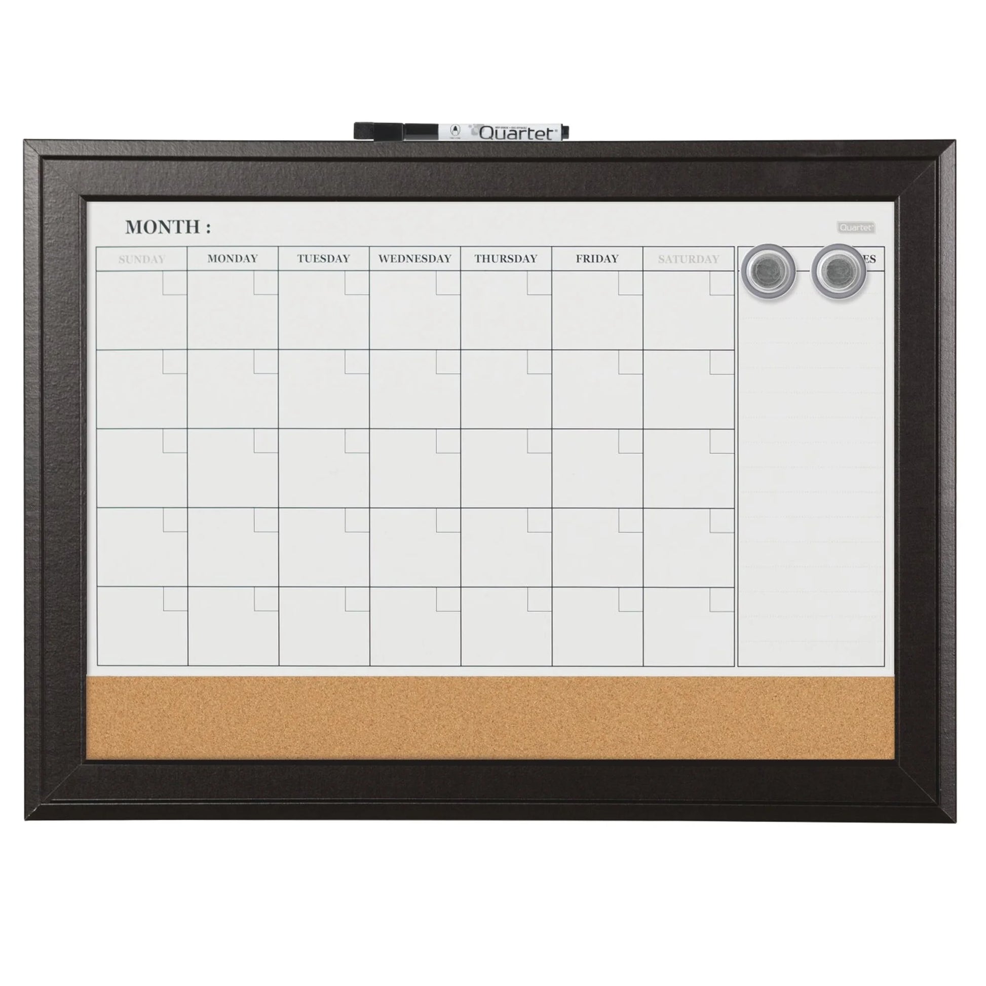 Magnetic Dry-Erase Combo Calendar Board W/Frame, 23" X 17"